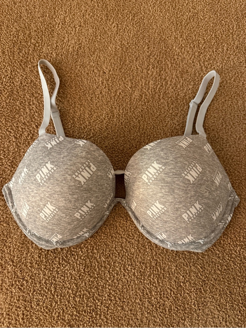 PINK Victoria's Secret Heather Gray Logo T-Shirt Bra